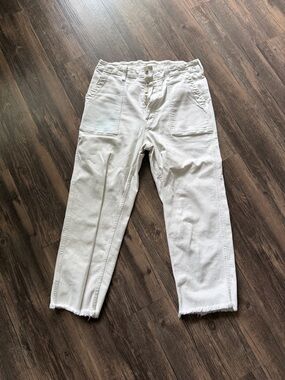 MOTHER High Rise White Straight-Leg Jeans